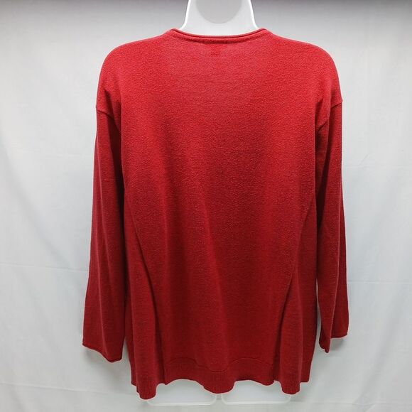 J. Jill Pure Jill Cotton Blend Front Pocket Red Sweater V-Neck Size Medium - Picture 2 of 11